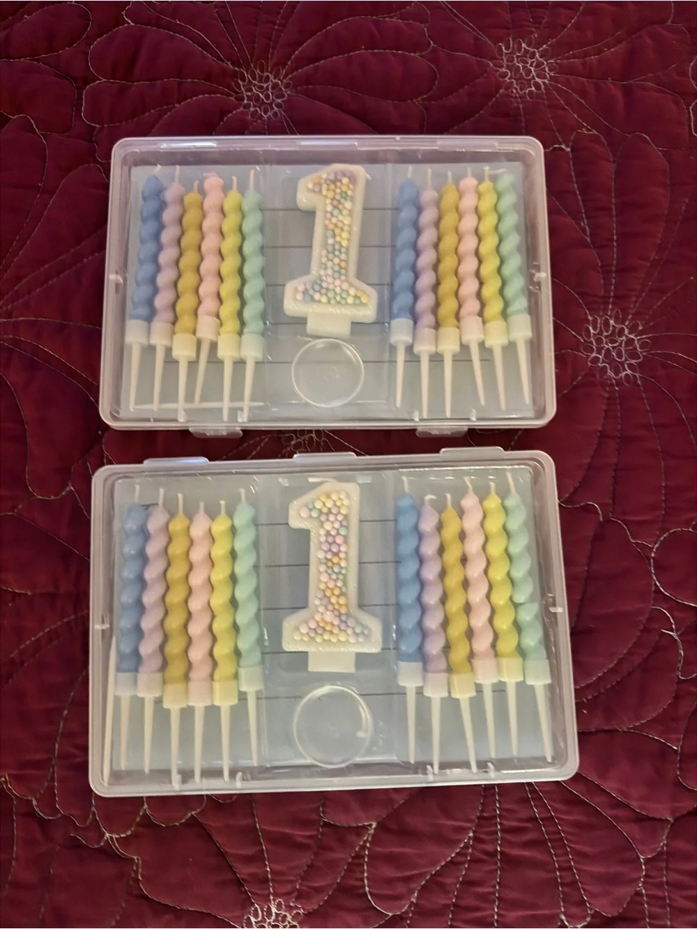 Pastel Spiral Cake Candle Set with Number 1 Centerpiece - Multi-Color